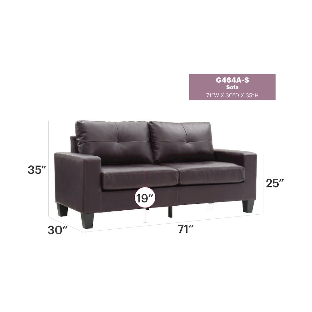 Glory Furniture Newbury Sofa in Dark Brown Color. Picture 7