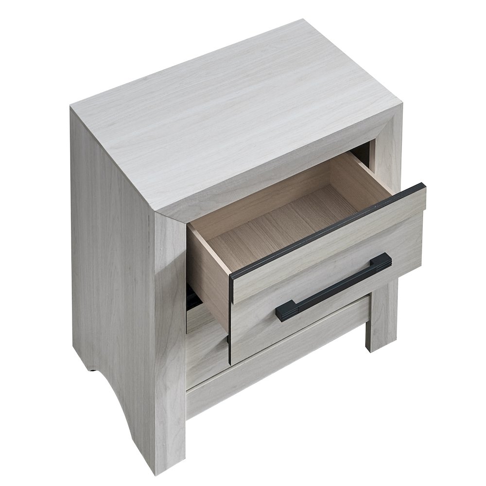 Nightstand with 2 Dovetail Drawers, Fully Assembled Bedside Table Bedroom, Beige. Picture 4