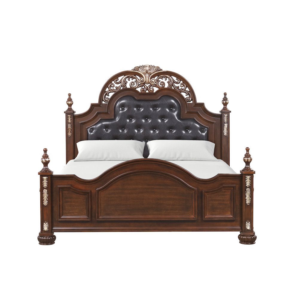 Glory Furniture Lyon Queen Bed in Classic Cherry Color. Picture 5