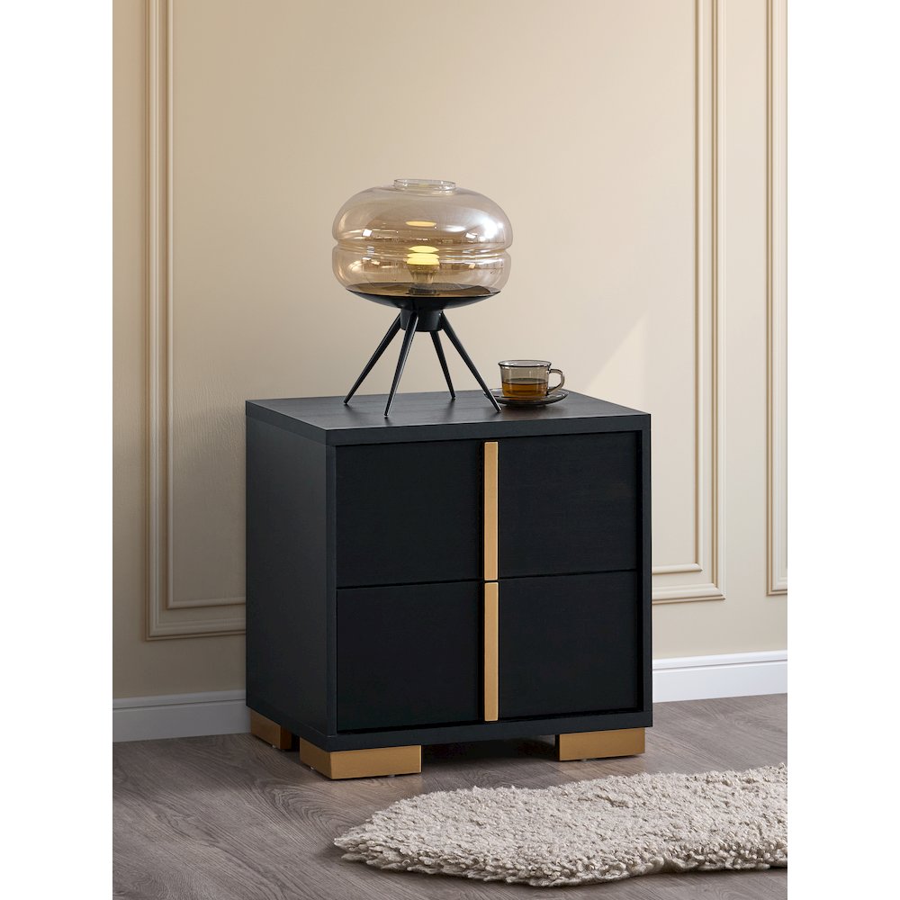 Glory Furniture Steeler Nightstand, Black/Gold. Picture 5