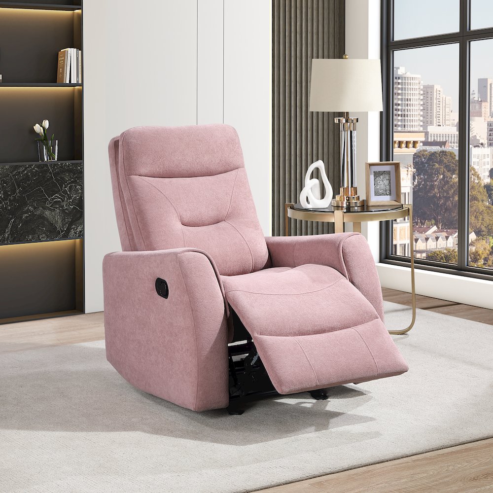Glory Furniture Paterson Swivel Recliner, Pink. Picture 2