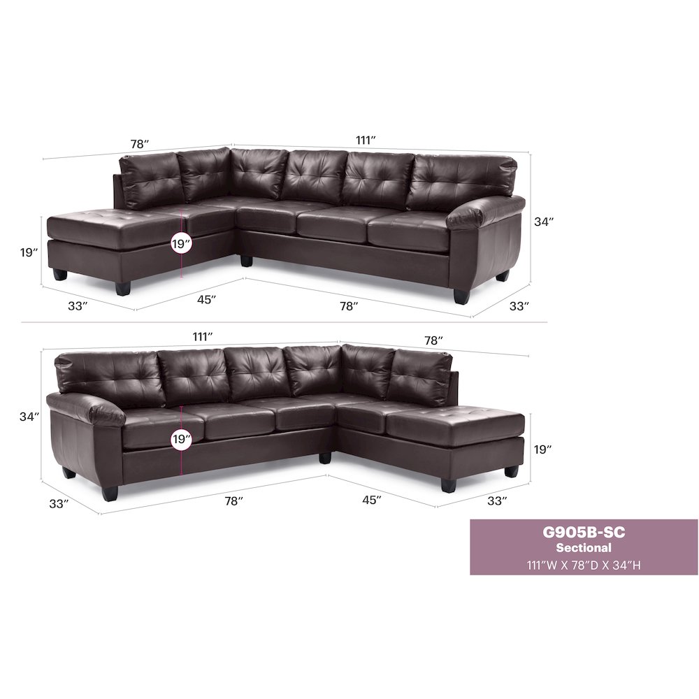 Glory Furniture Gallant Sectional in Cappuccino Color. Picture 8