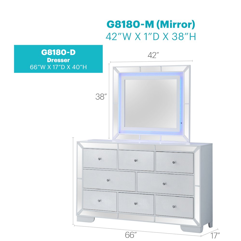 Glory Furniture Hollywood_Hills Dresser in White Color. Picture 8