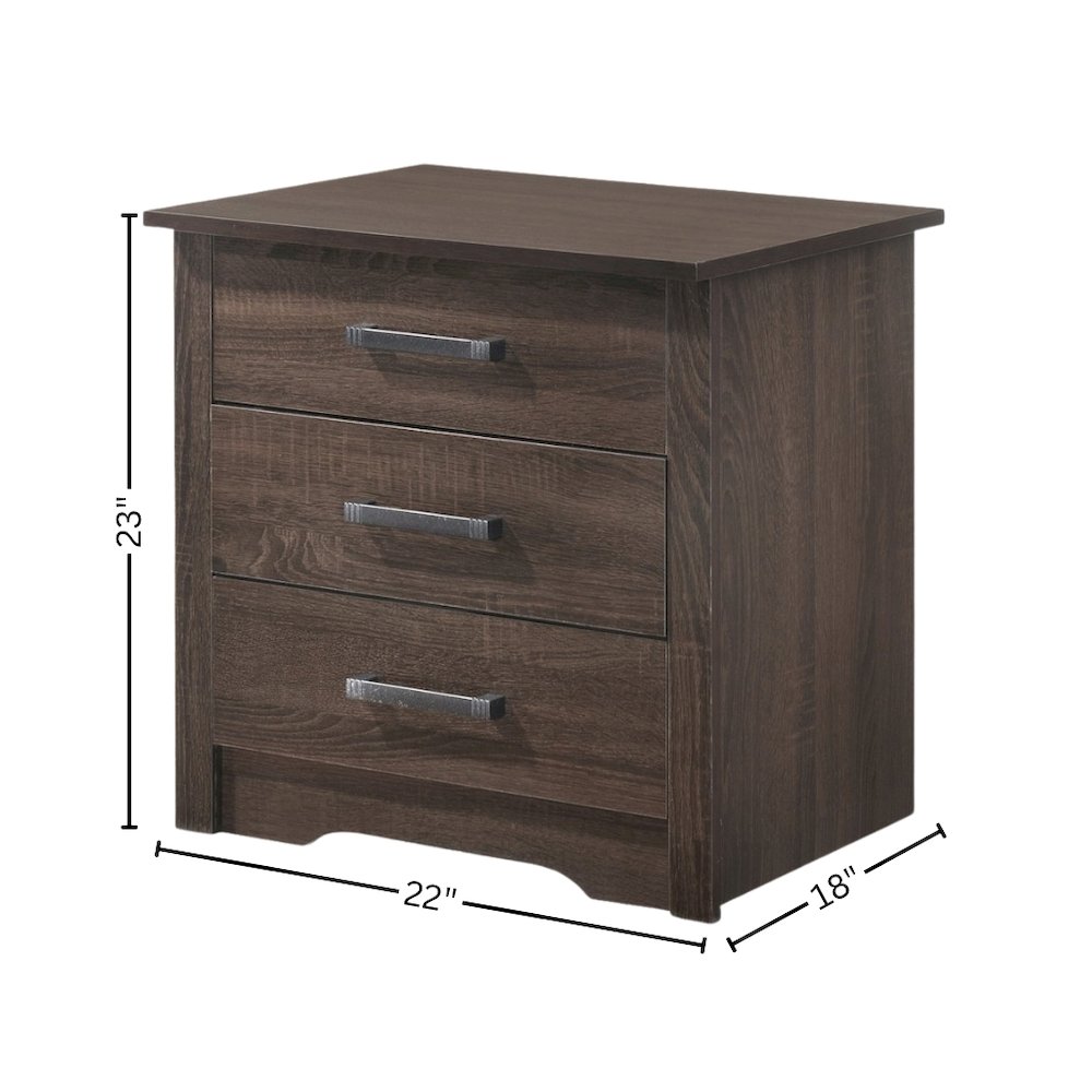 Brown 3 Drawer Nightstand – Tall Wood Nightstand with Ample Storage. Picture 9