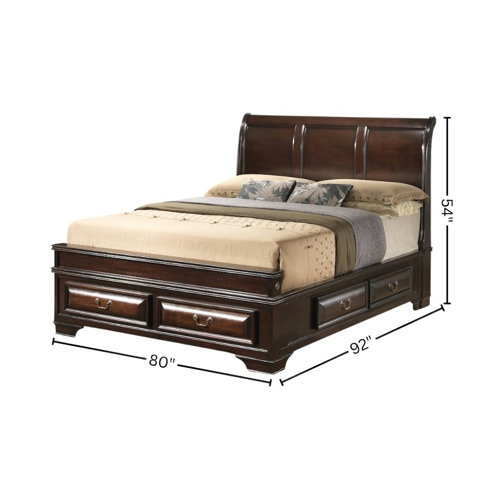 King Size Bed Frame with 6 Storage Drawers in Cappuccino Wood Finish. Picture 6