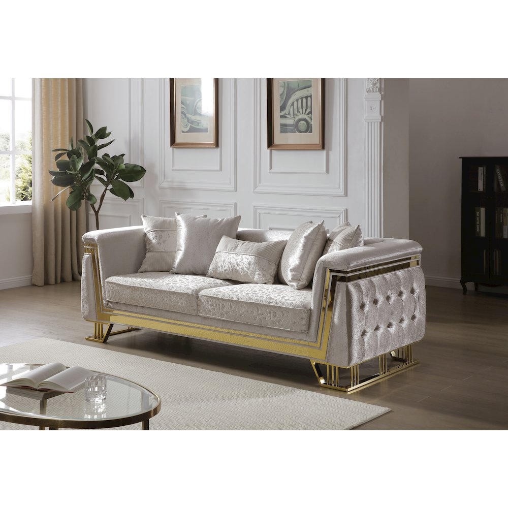 Glory Furniture Rebecca Sofa, Shiny Silver. Picture 5