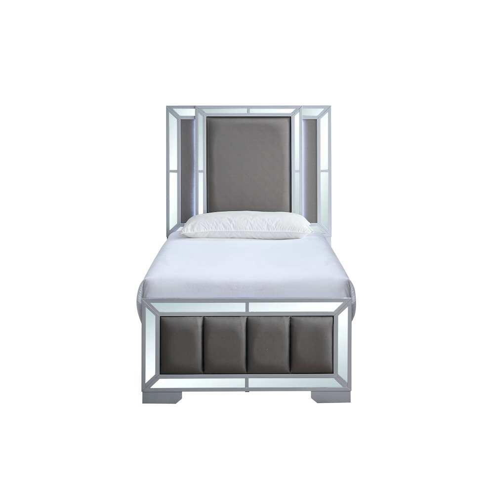 Glory Furniture Murry Twin Bed, Silver Color. Picture 5