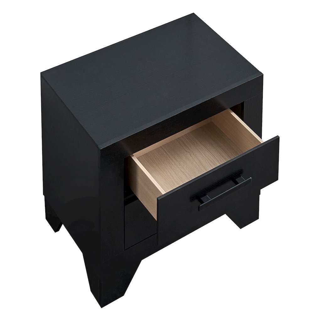 2-Drawer Nightstand with Modern Handles, Wood Grain Bedside Table for Bedroom. Picture 4