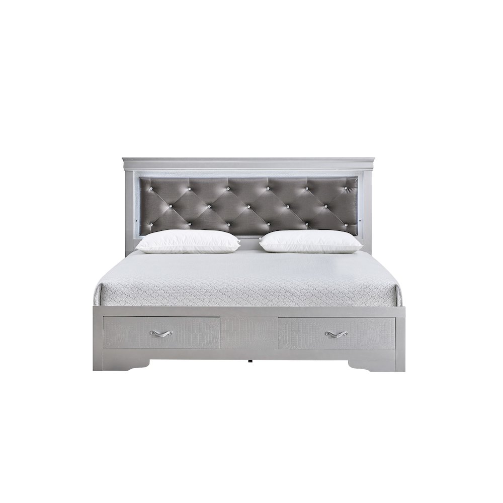 Glory Furniture Lorana Queen Bed, Silver Champagne Color. Picture 5