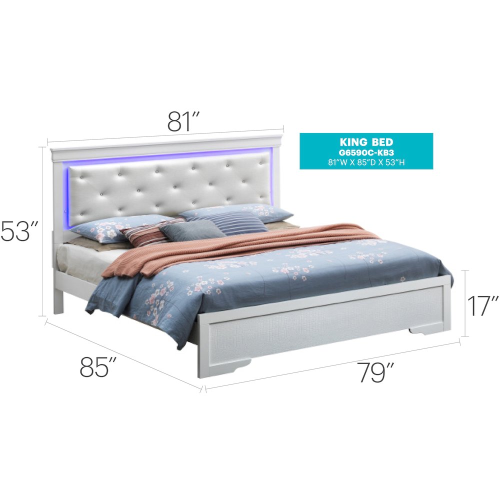 Glory Furniture Lorana King Bed in White Color. Picture 6