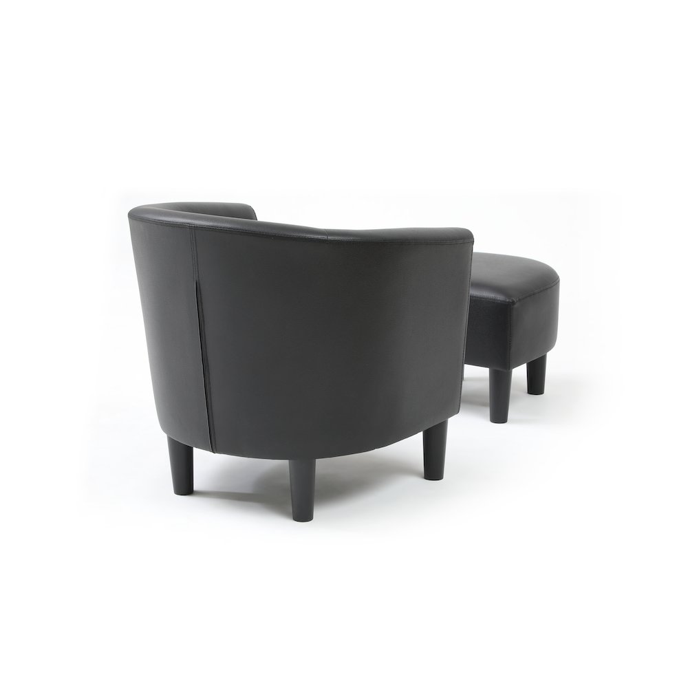 Accent Chair with Ottoman Set, Compact Lounge Chair for Bedroom, Black. Picture 5