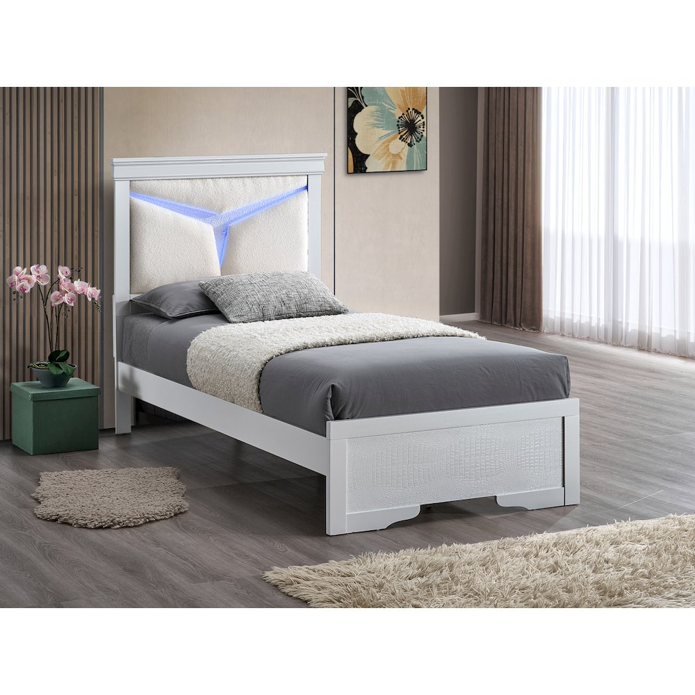 Glory Furniture Lorana Twin Bed, Sparkling White Color. Picture 5