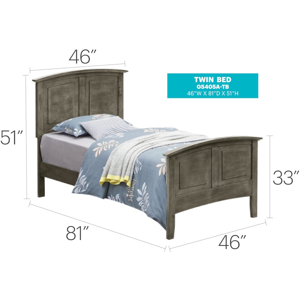 Glory Furniture Hammond Twin Bed in Gray Color. Picture 7