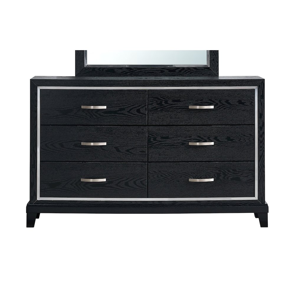 Contemporary Livingston  6 Drawer Dresser, Black. Picture 2