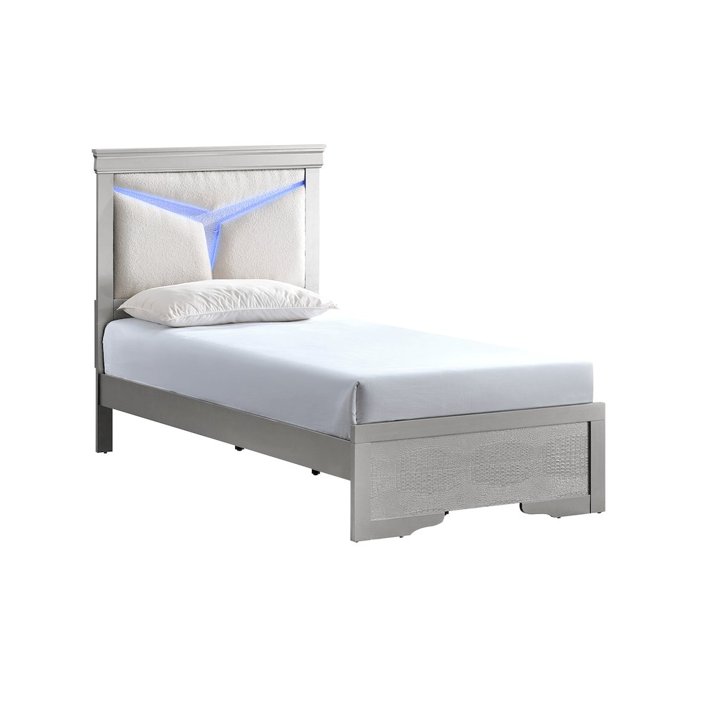 Glory Furniture Lorana Twin Bed, Silver Champagne Color. Picture 1