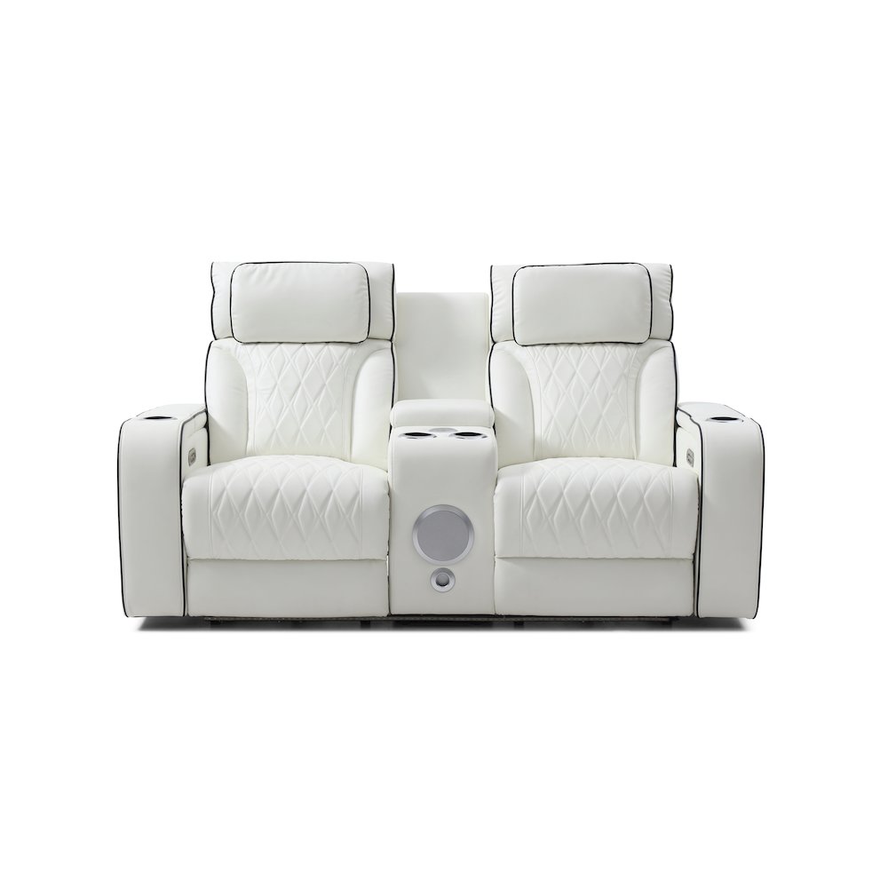 Glory Furniture Lumin Reclining Loveseat, White. Picture 1