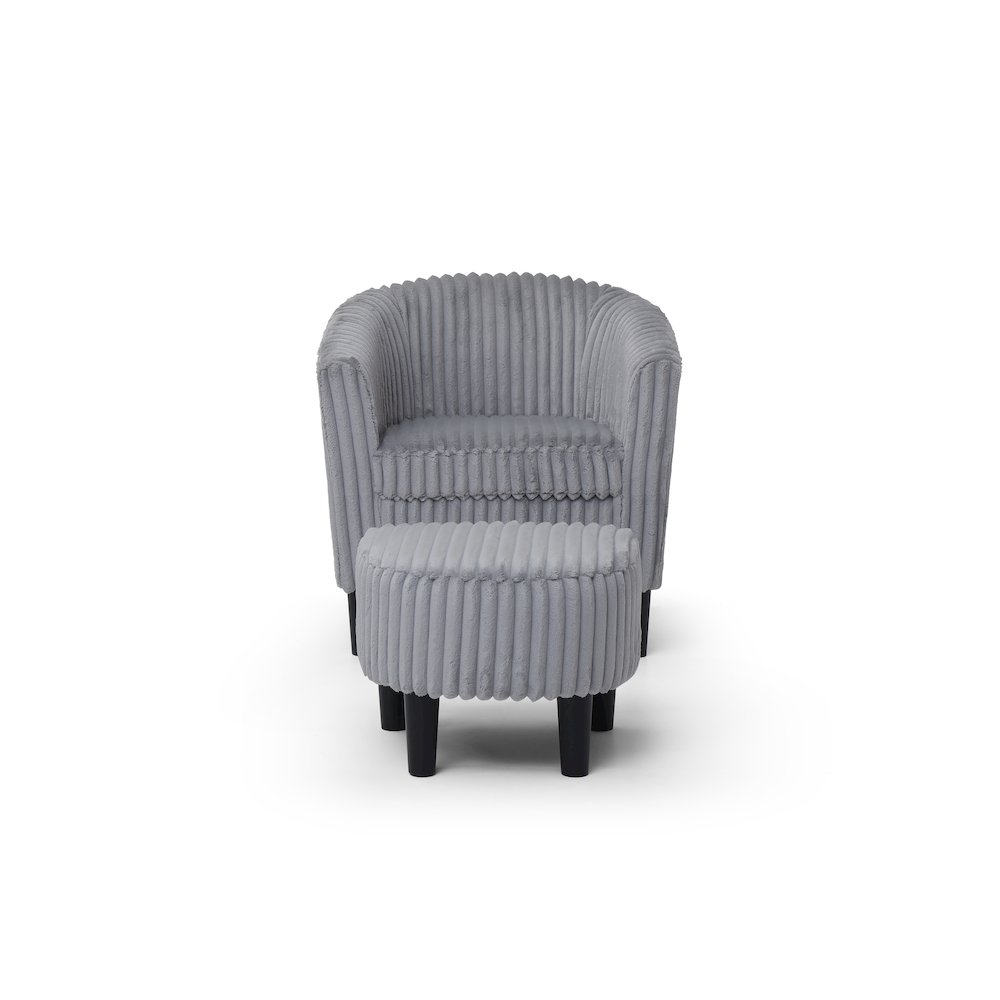 Accent Chair with Ottoman Set, Compact Lounge Chair for Bedroom, Gray. Picture 3
