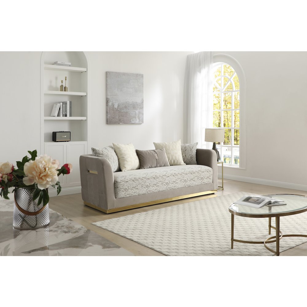 Upholstered Sofa Couch with Accent Pillows, Modern Style for Living Room. Picture 2