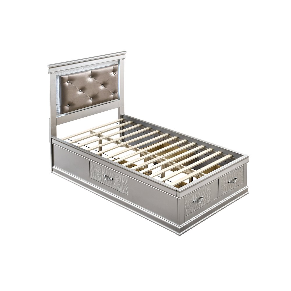 Glory Furniture Lorana Twin Bed, Silver Champagne Color. Picture 2