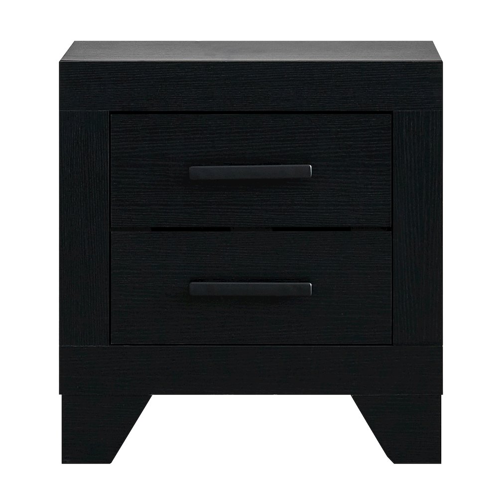 2-Drawer Nightstand with Modern Handles, Wood Grain Bedside Table for Bedroom. Picture 3