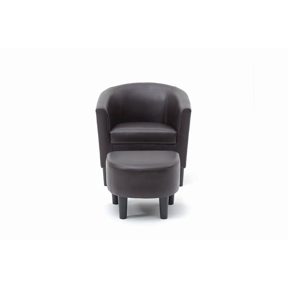 Accent Chair with Ottoman Set, Compact Lounge Chair for Bedroom, Dark Brown. Picture 3