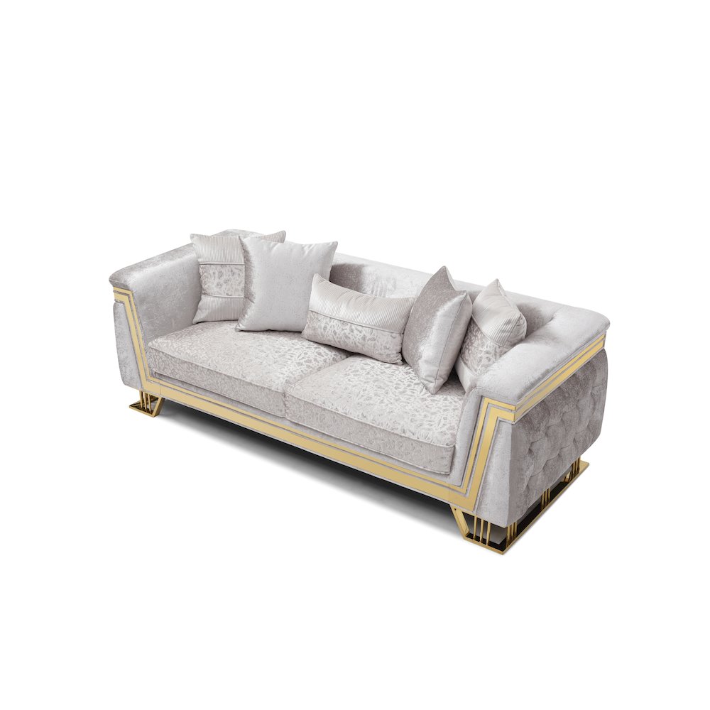 Glory Furniture Rebecca Sofa, Shiny Silver. Picture 2