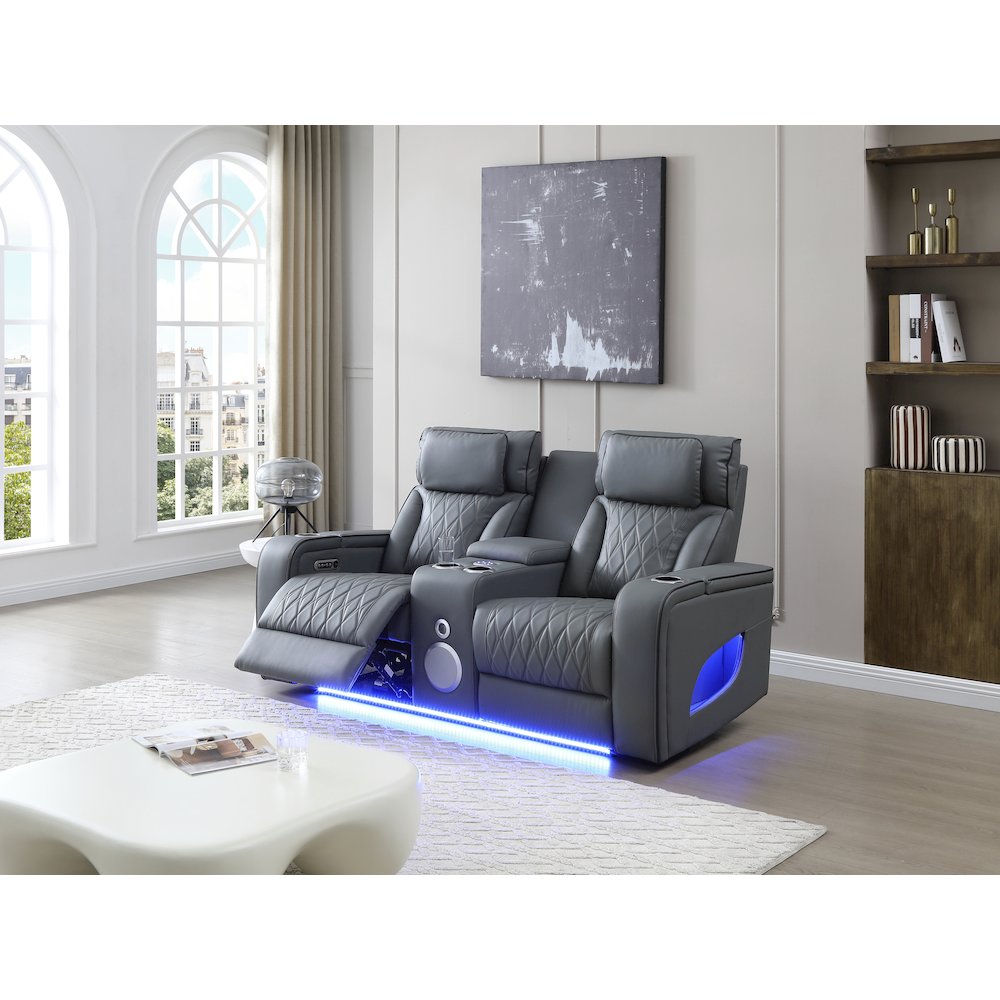 Glory Furniture Lumin Reclining Loveseat, Gray. Picture 8