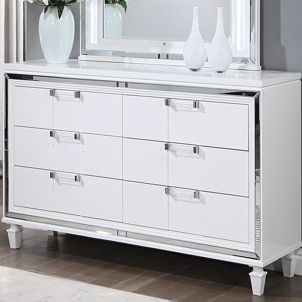 Glory Furniture Genoa Dresser, Sparkling White. Picture 5