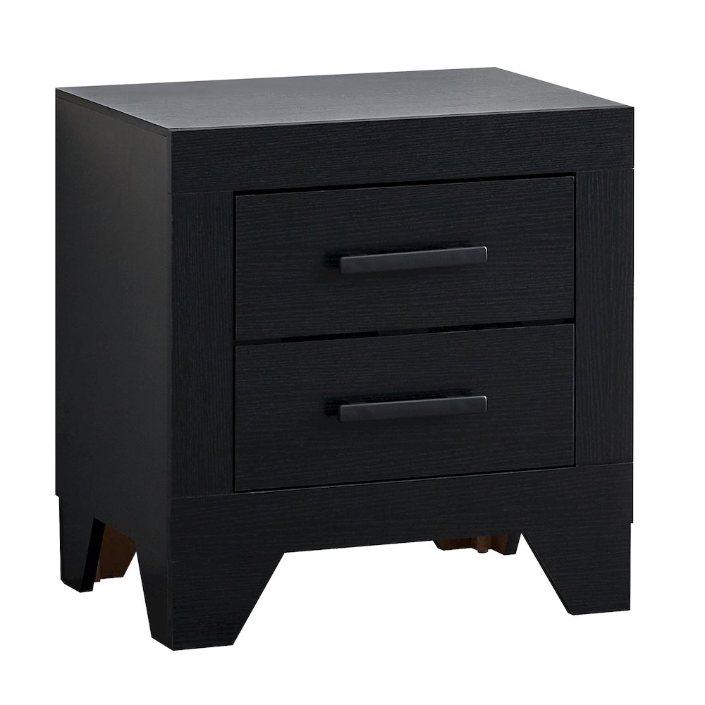 2-Drawer Nightstand with Modern Handles, Wood Grain Bedside Table for Bedroom. Picture 1