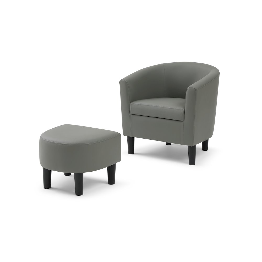 Accent Chair with Ottoman Set, Compact Lounge Chair for Bedroom, Gray. Picture 1