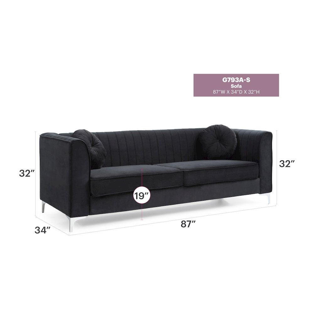 Glory Furniture Delray Sofa in Black Color. Picture 7