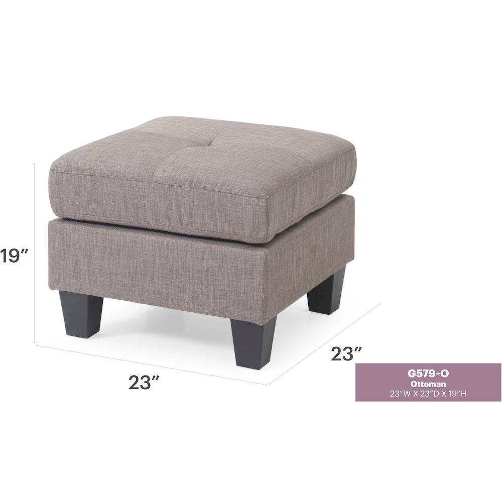 Glory Furniture Newbury Ottoman in Gray Color. Picture 6