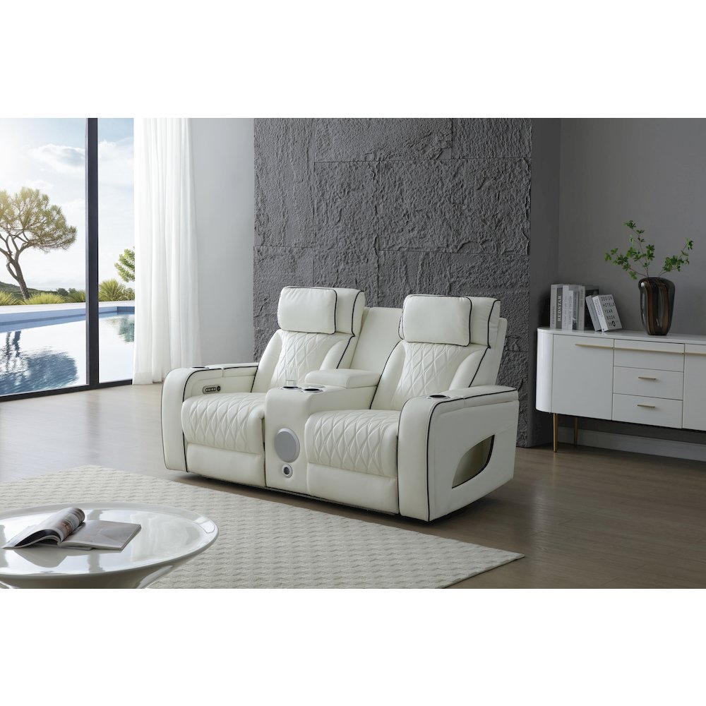 Glory Furniture Lumin Reclining Loveseat, White. Picture 9