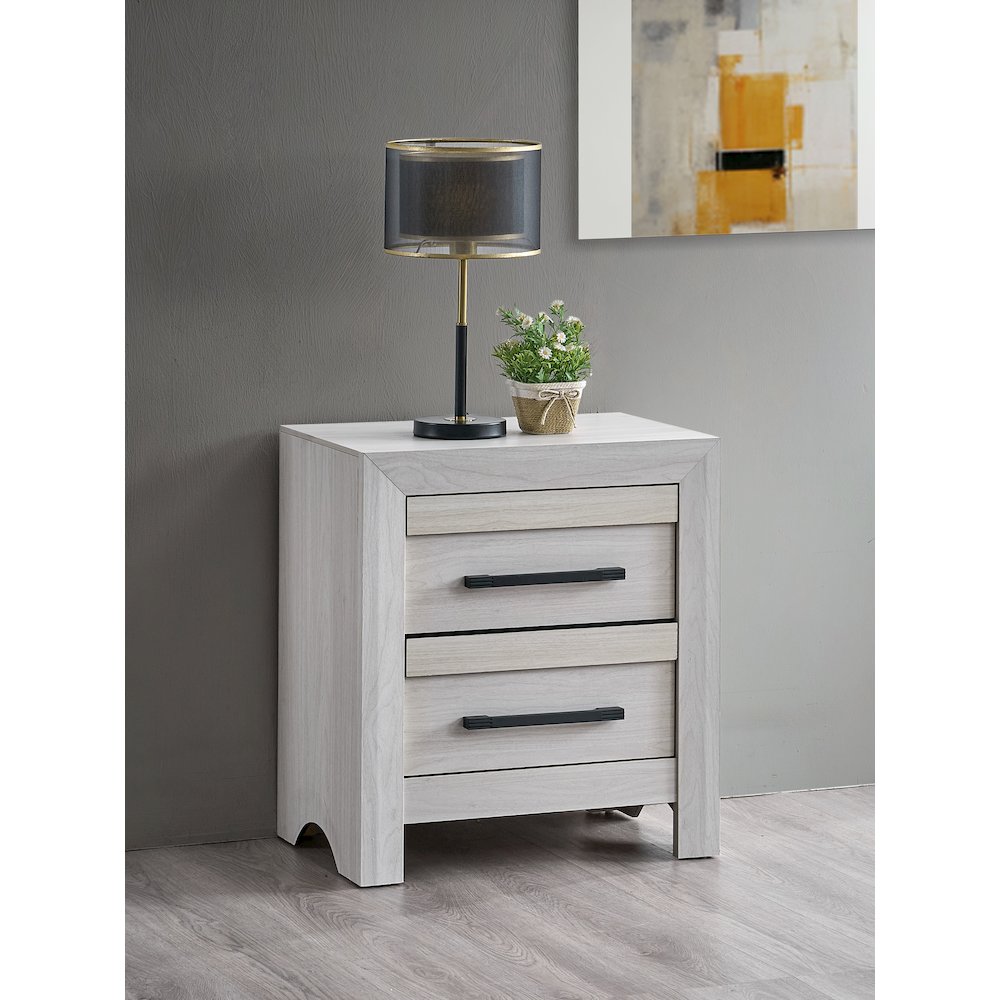 Nightstand with 2 Dovetail Drawers, Fully Assembled Bedside Table Bedroom, Beige. Picture 2