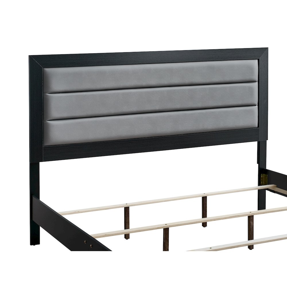 Wooden Platform Bed Frame with Headboard, Bedroom Bed Furniture, Black, King. Picture 5