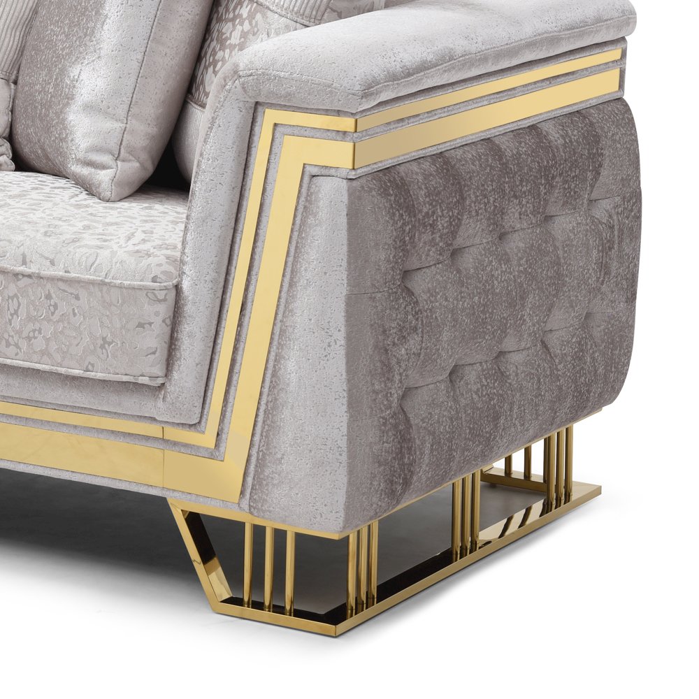 Glory Furniture Rebecca Sofa, Shiny Silver. Picture 6