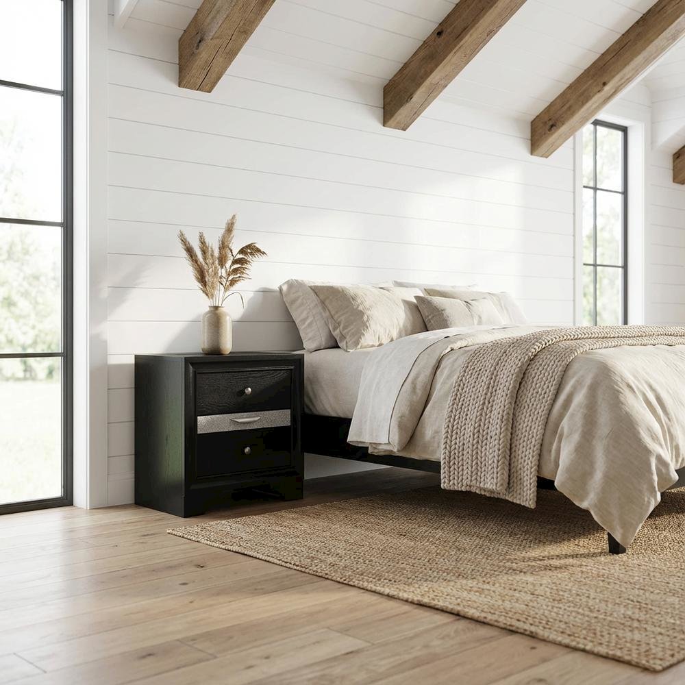 Black Modern Nightstand with Sleek Design for Contemporary Bedroom Décor. Picture 2
