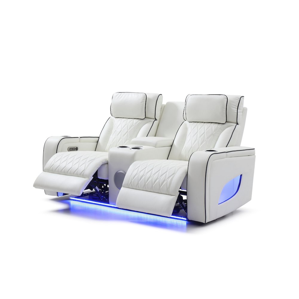 Glory Furniture Lumin Reclining Loveseat, White. Picture 4