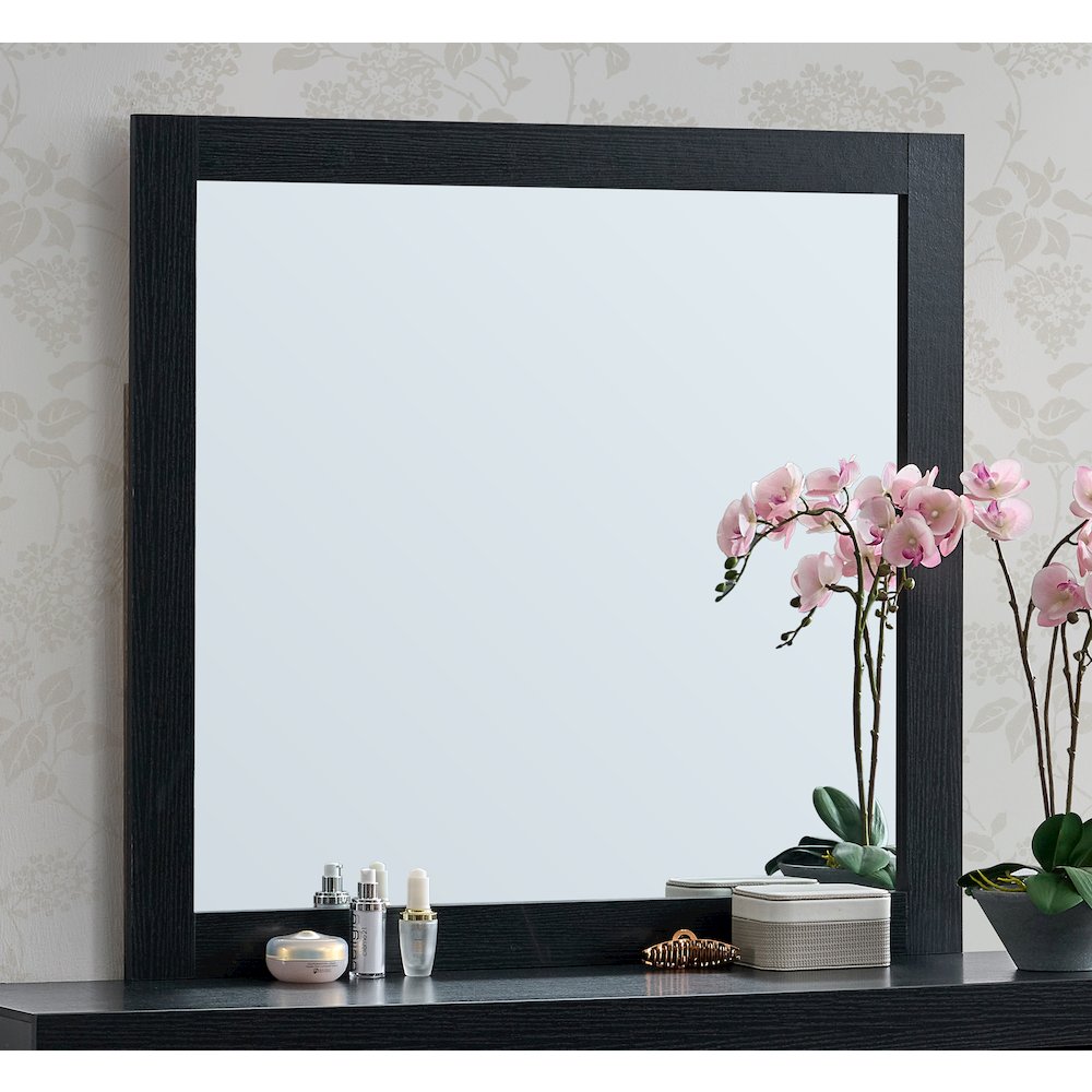 Wall Mirror with Wood Grain Frame, Modern Decorative Mirror for Bedroom. Picture 2
