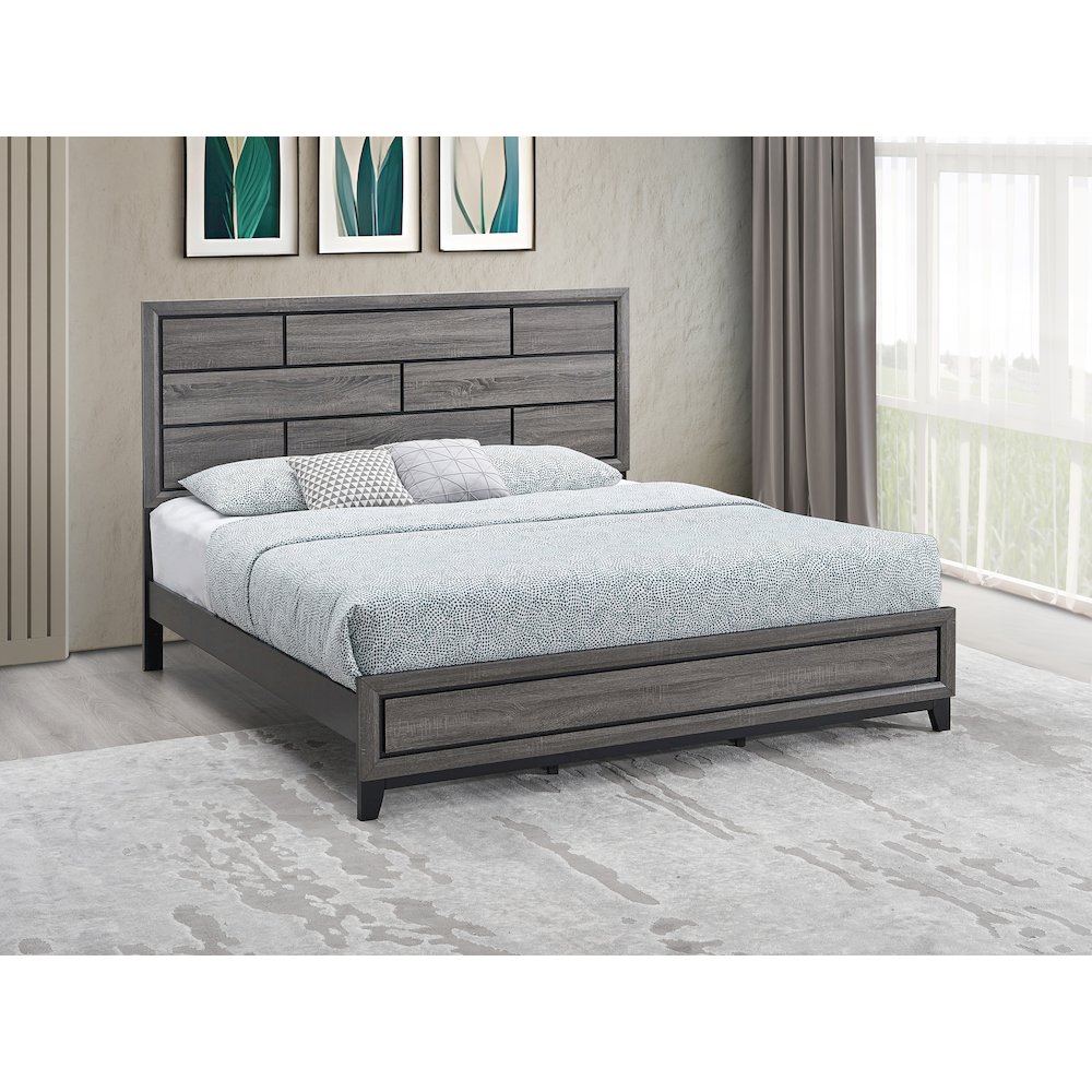 Contemporary Glasgow Queen Bed ( 2 Boxes) , Gray. Picture 9