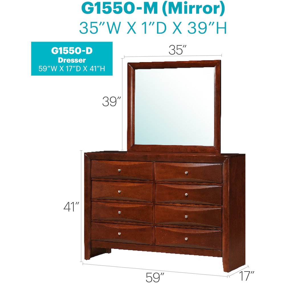 Glory Furniture Marilla Dresser in Cherry Color. Picture 8