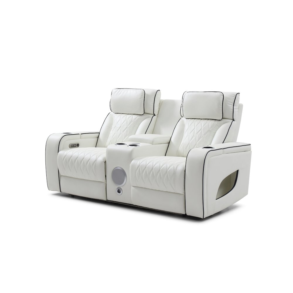 Glory Furniture Lumin Reclining Loveseat, White. Picture 7
