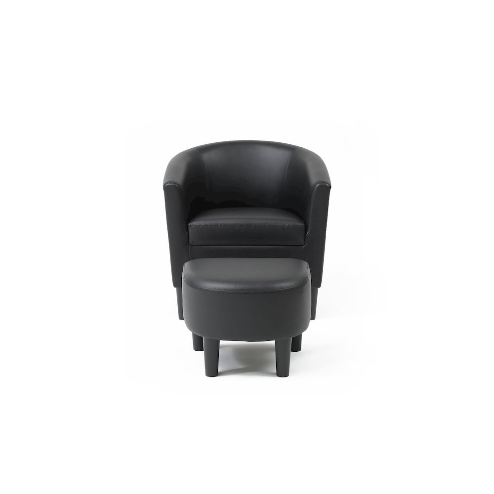 Accent Chair with Ottoman Set, Compact Lounge Chair for Bedroom, Black. Picture 3
