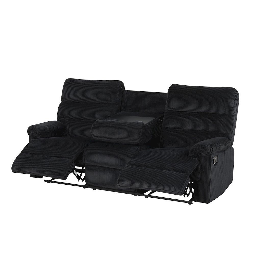 Glory Furniture Lucie Reclining Sofa, Black Color. Picture 6