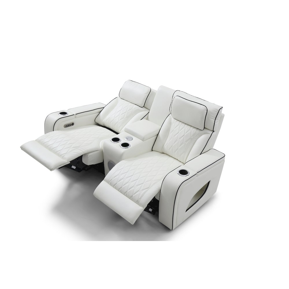 Glory Furniture Lumin Reclining Loveseat, White. Picture 5
