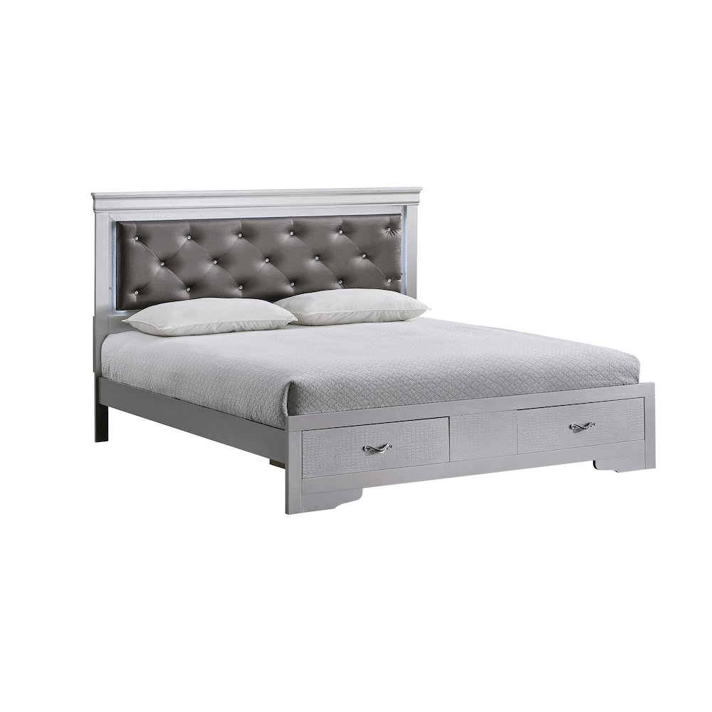 Glory Furniture Lorana Queen Bed, Silver Champagne Color. Picture 1
