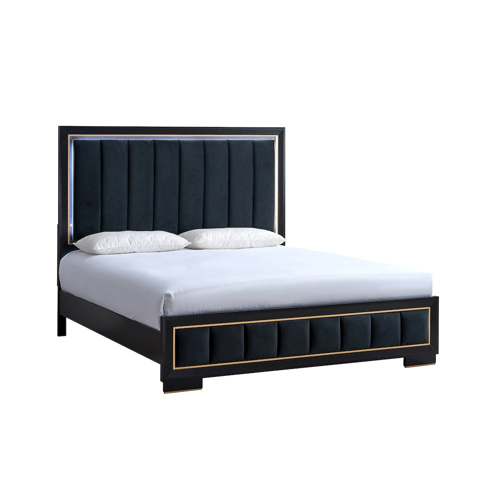 Glory Furniture Kramer Full Bed, Black/Gold. Picture 1