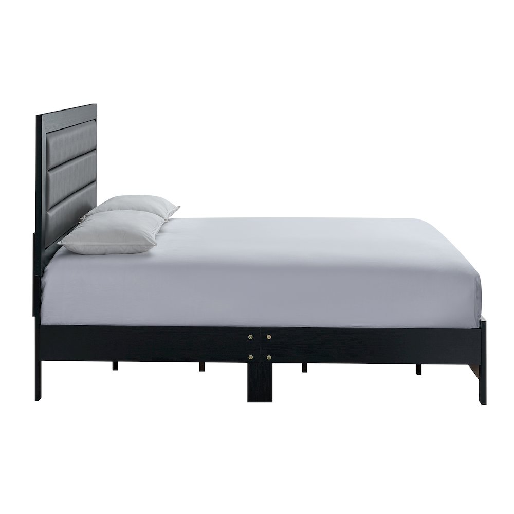 Wooden Platform Bed Frame with Headboard, Bedroom Bed Furniture, Black, King. Picture 4
