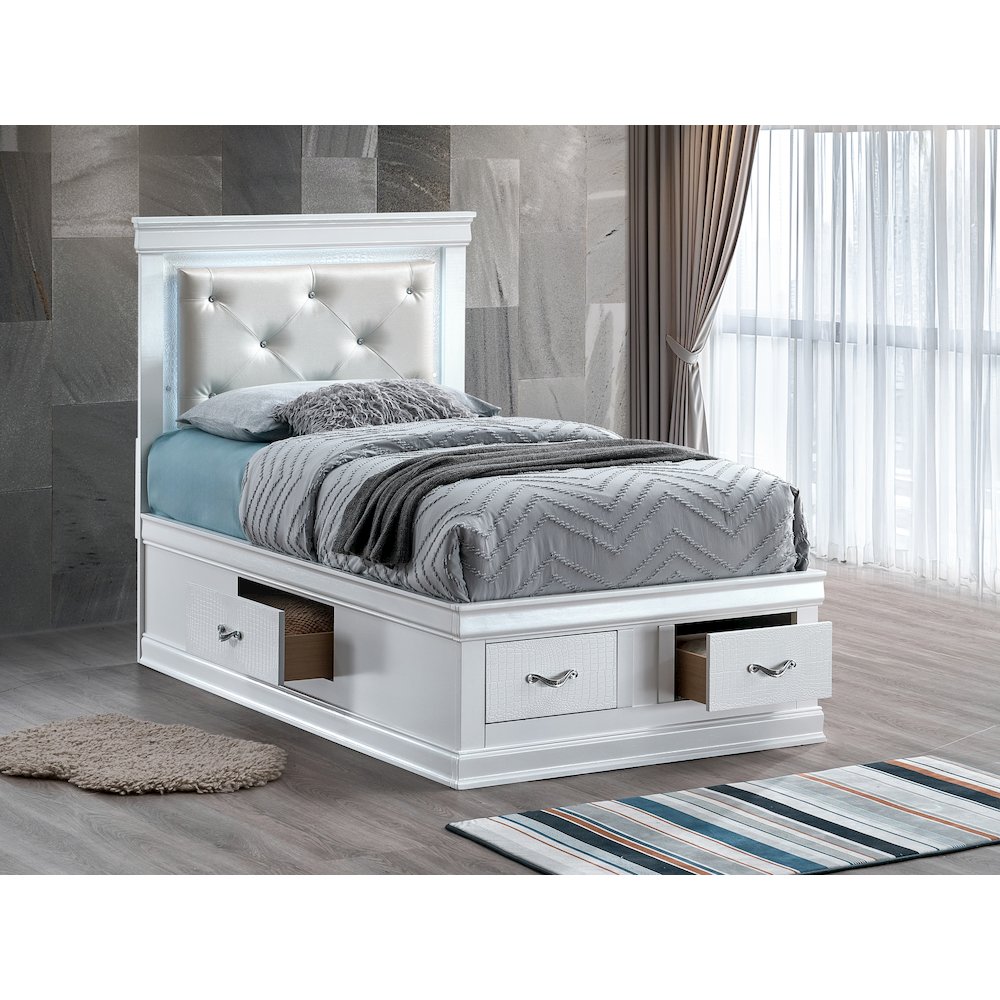 Glory Furniture Lorana Twin Bed, Sparkling White Color. Picture 5