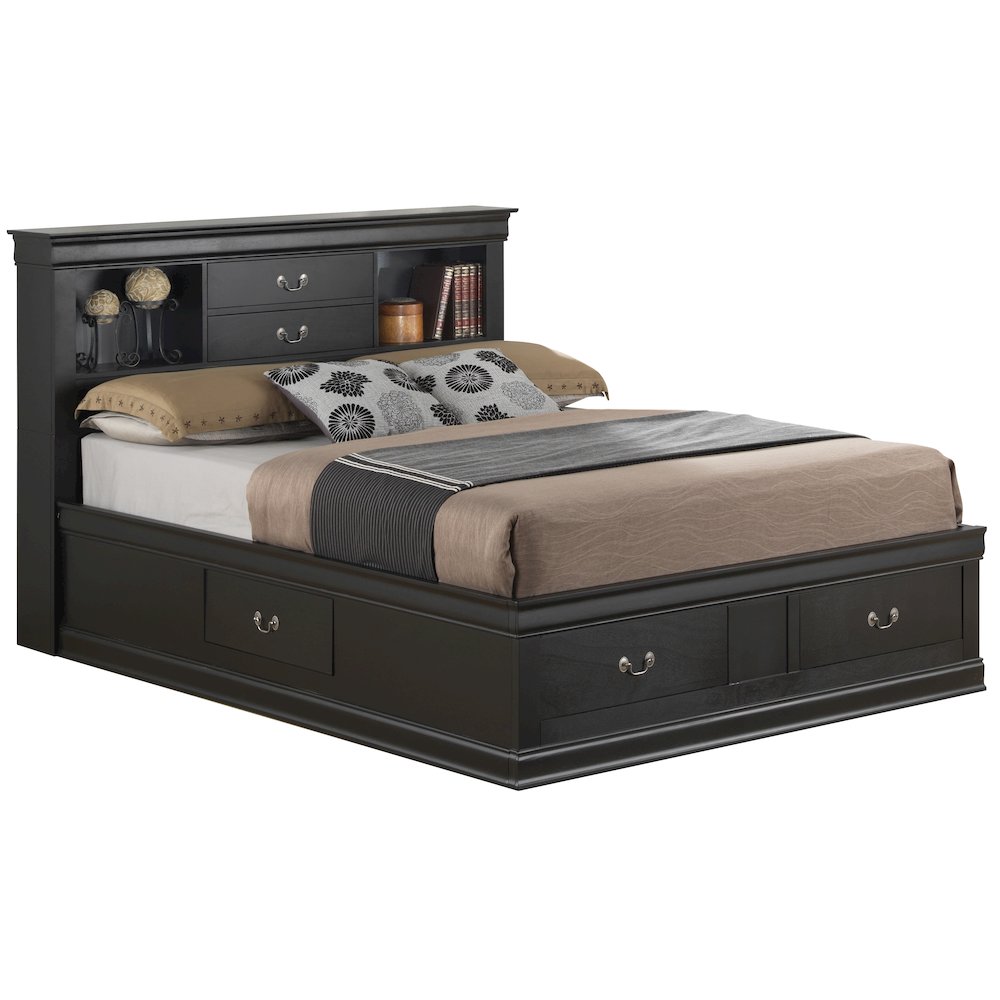 Glory Furniture Louis Phillipe Full Storage Bed in Black Color. Picture 1